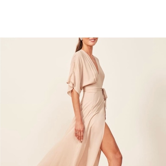 Reformation Winslow Wrap dress in Champagne size large. - Picture 5 of 6